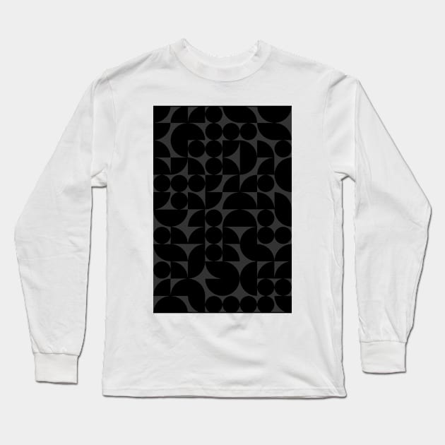 Black Colored Geometric Pattern - Shapes #9 Long Sleeve T-Shirt by Trendy-Now